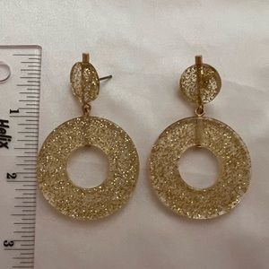 Gold glitter acrylic drop circle earrings